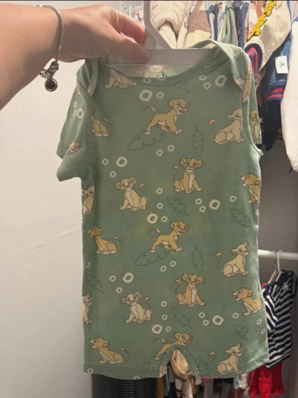 Disney Green Simba Print Short Sleeve Baby Romper